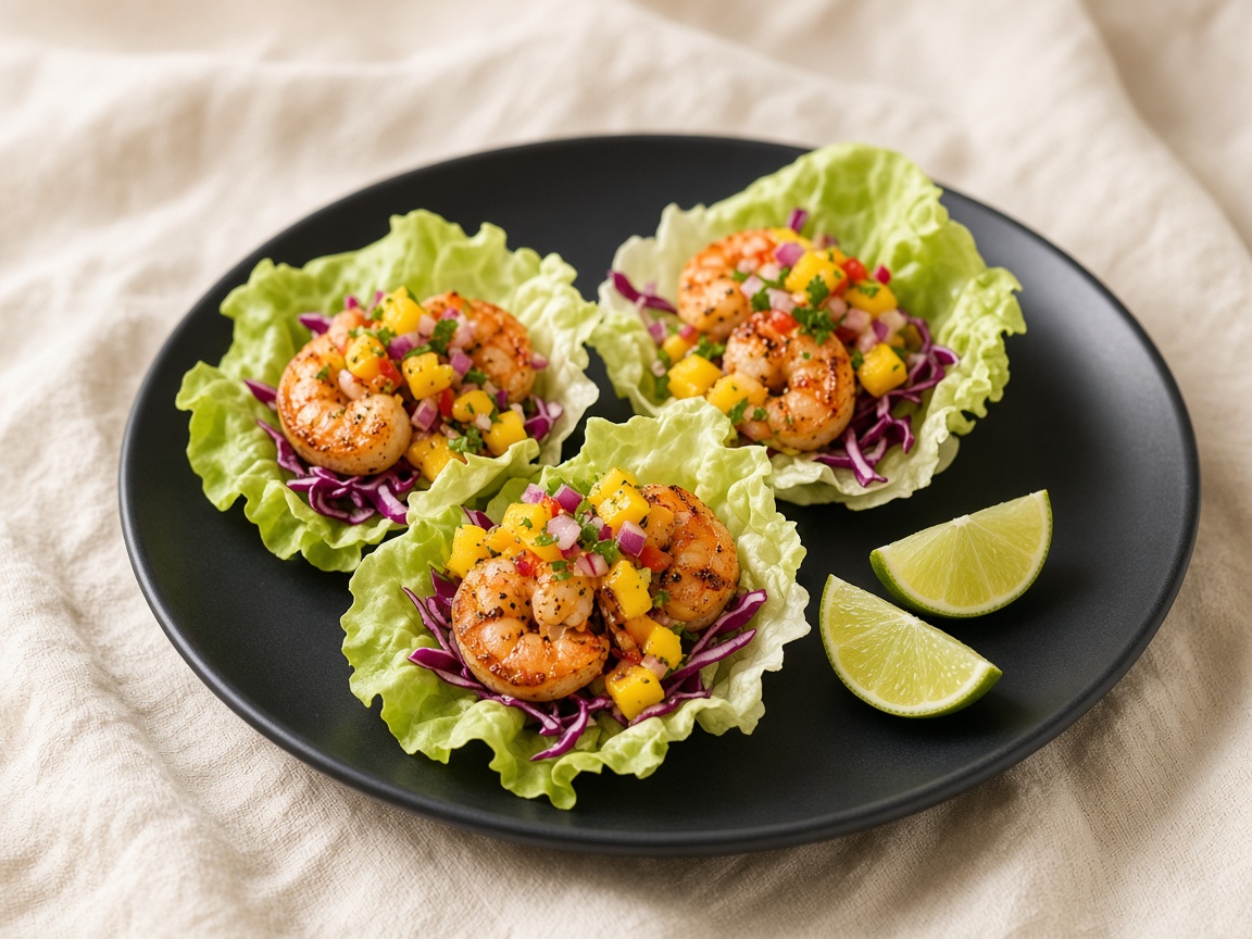 Tacos de lechuga con camarón